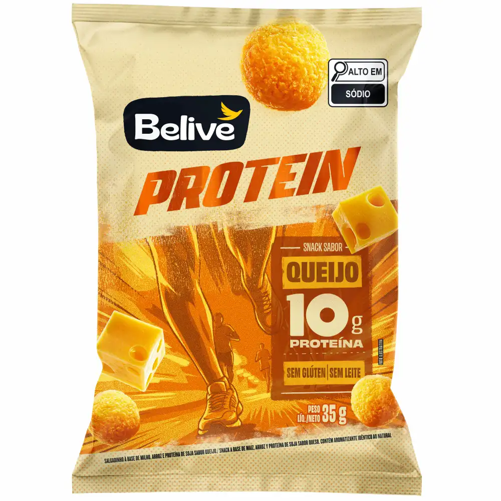Snack Proteico sabor Queijo Salgadinho Sem Glúten Sem Leite Zero Lactose Belive 35g