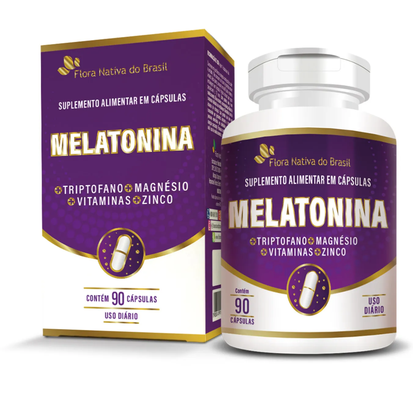 Melatonina + Triptofano + Magnésio 90 Cápsulas
