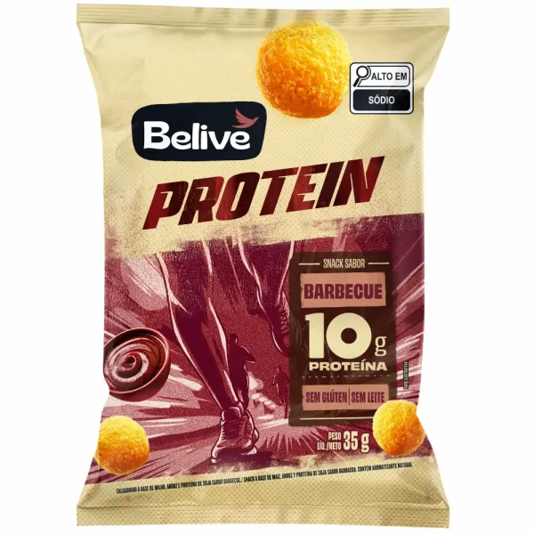 Snack Proteico sabor Barbecue Salgadinho Sem Glúten Sem Leite Zero Lactose Belive 35g