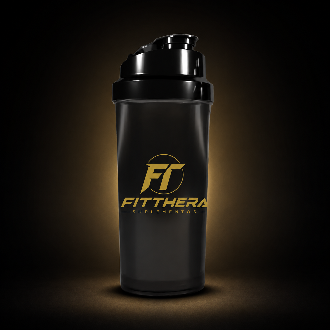 Coqueteleira Fitthera Personalizada | Preta e Dourada